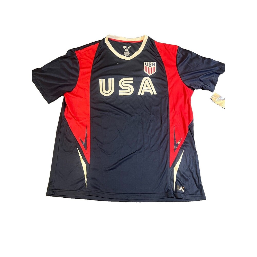 USA Soccer Jersey/tshirt Red White And Blue 2XL New Slim Fit Sports Football